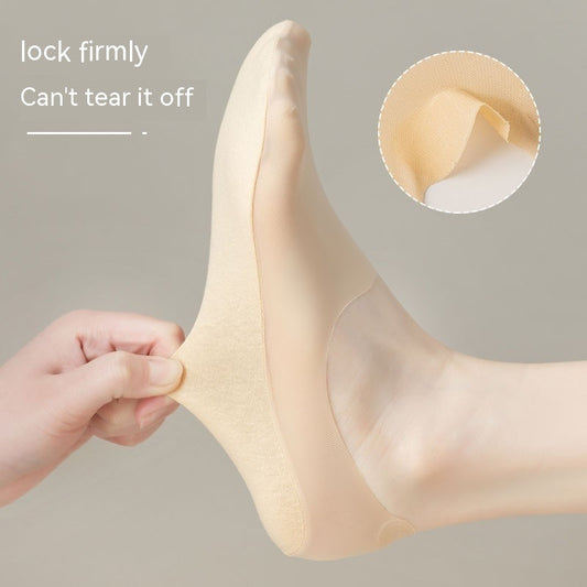 Ice Silk Low Top Socks Cotton Bottom Invisible Thin Silicone Non-slip Tight