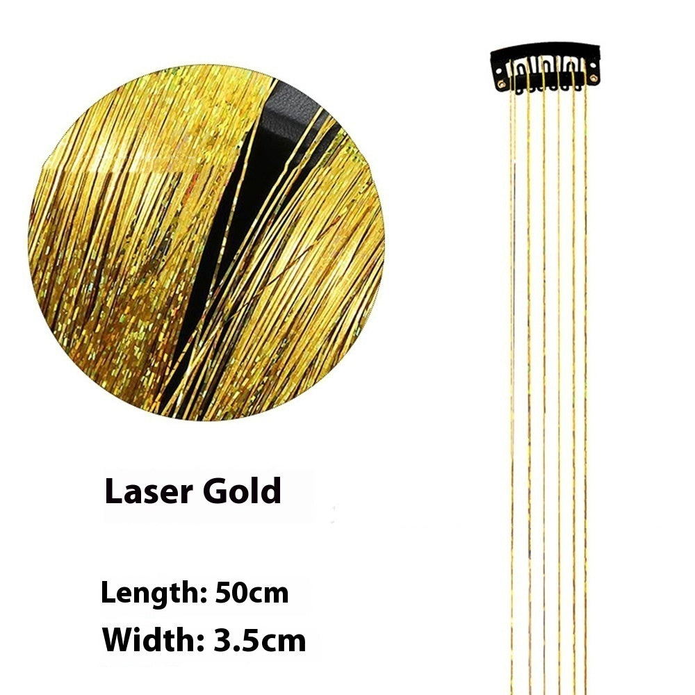 European And American Gold And Silver Wire Clip Wig Female Laser Wire