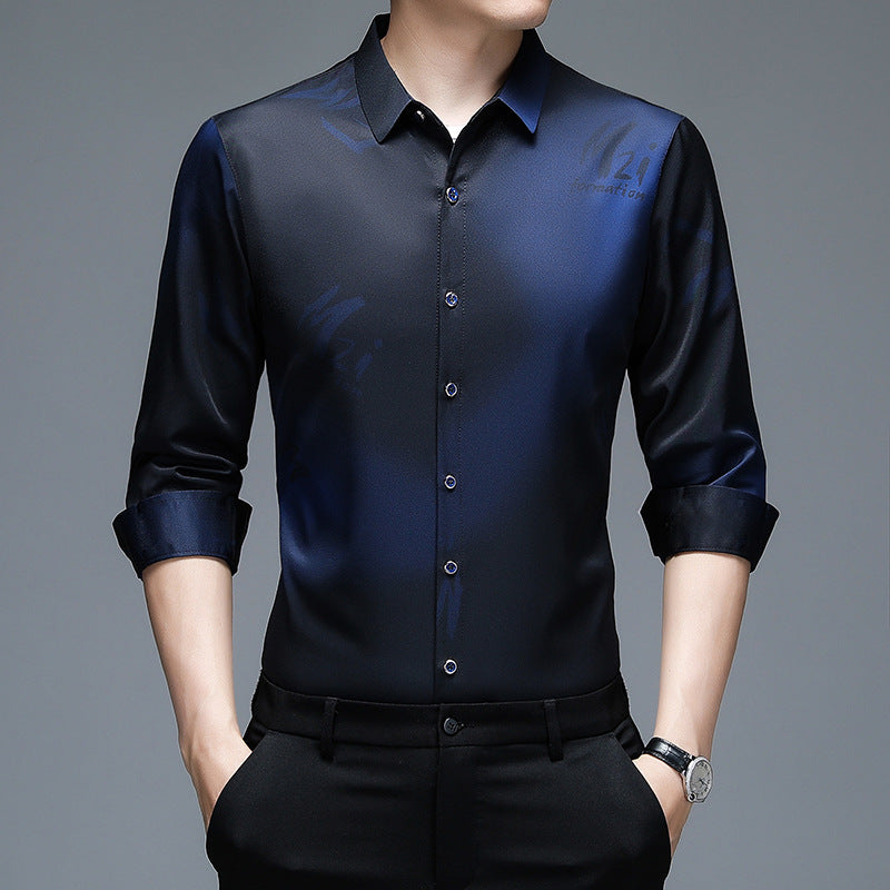 Long Sleeve Shirt Men's Thin Young And Middle-aged Casual Loose Fashion