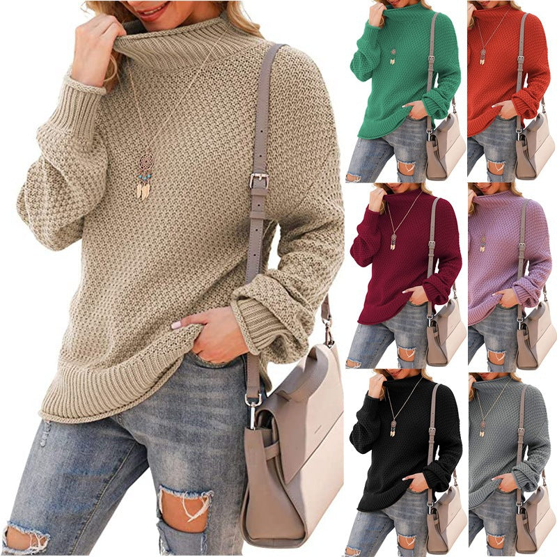 Half Turtleneck Plus Size Batwing Long Sleeve Pullover Loose Sweater