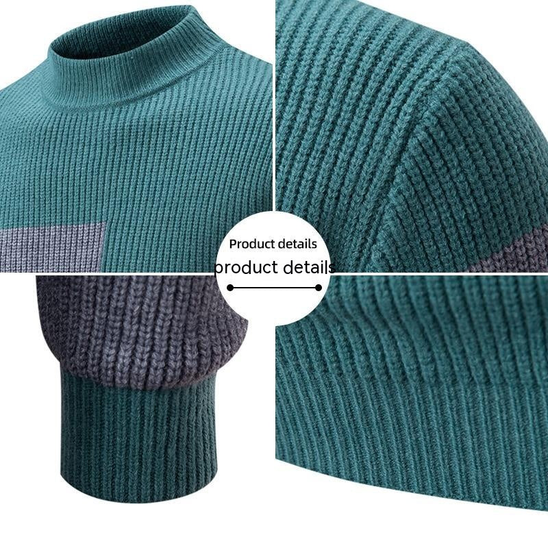 Herre Strikmode Farveblok Koreansk Stil Rullekrave Sweater Indersweater Mode