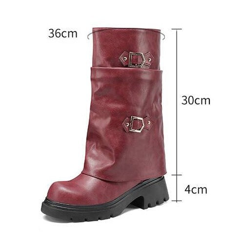 Womens Retro Multi-Layer Boot Buckles