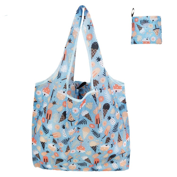 Floral Cloth Portable Shopping Bag Polyester Folding 190T