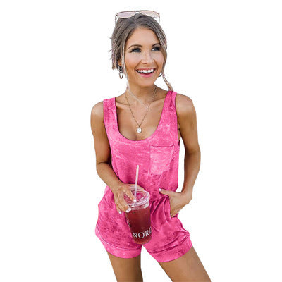 Women's Fashion Gradient Color Skinny Jumpsuit Shorts