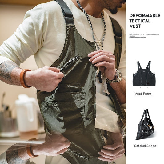 Marden Retro Multi-pocket Sleeveless Nylon Frock Vest Outdoor Functional Dual-use Shoulder Bag For Men