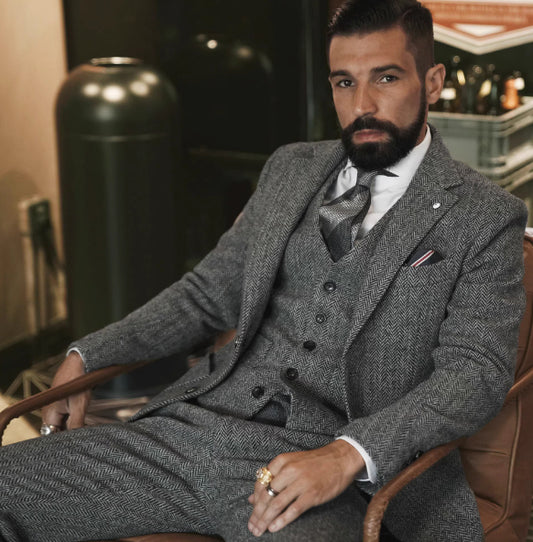 Britiskstil Uld Sildeben Blazer Herre Plus Size Formel Beklædning Business og Modedragt