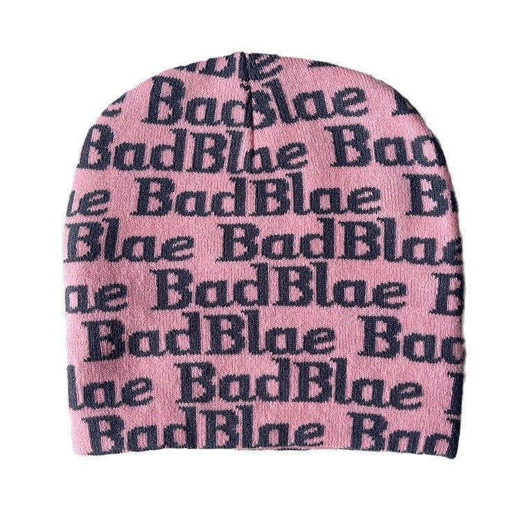 Simple Printed Letter Warm Knitted Hat