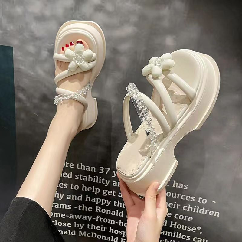 Fairy Style Flower Thick Sole Slippers