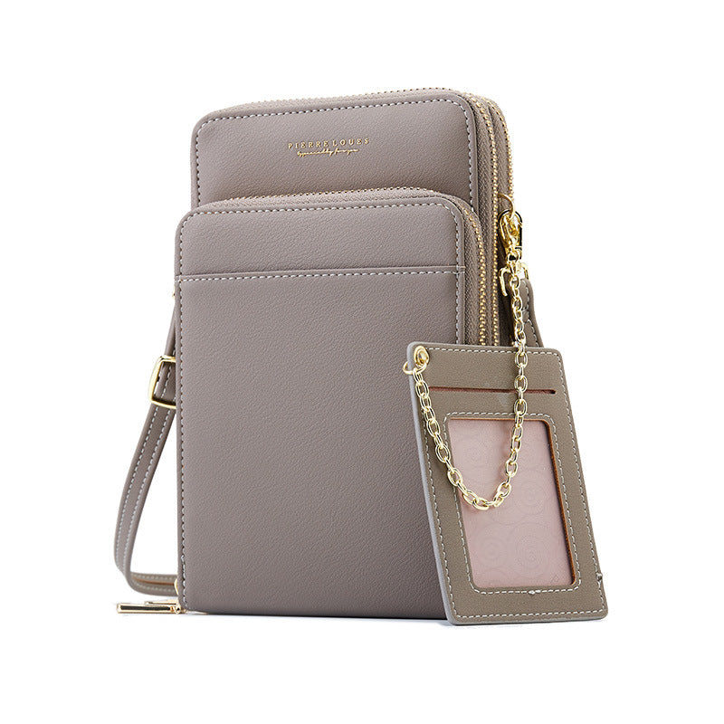 Three Zipper Mobile Phone Simple Plain Color Ladies Shoulder Bag