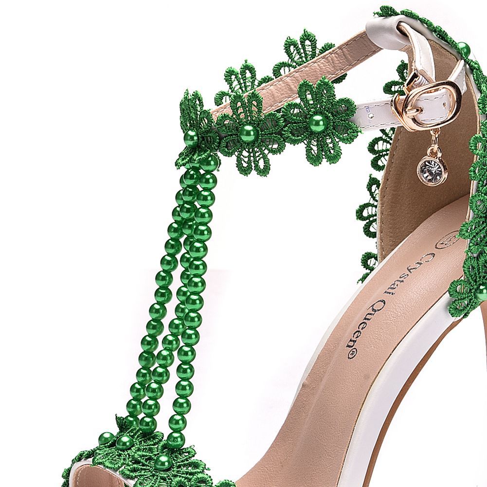 Lace Beaded Stiletto Fish Mouth  Toe Sandals Roman