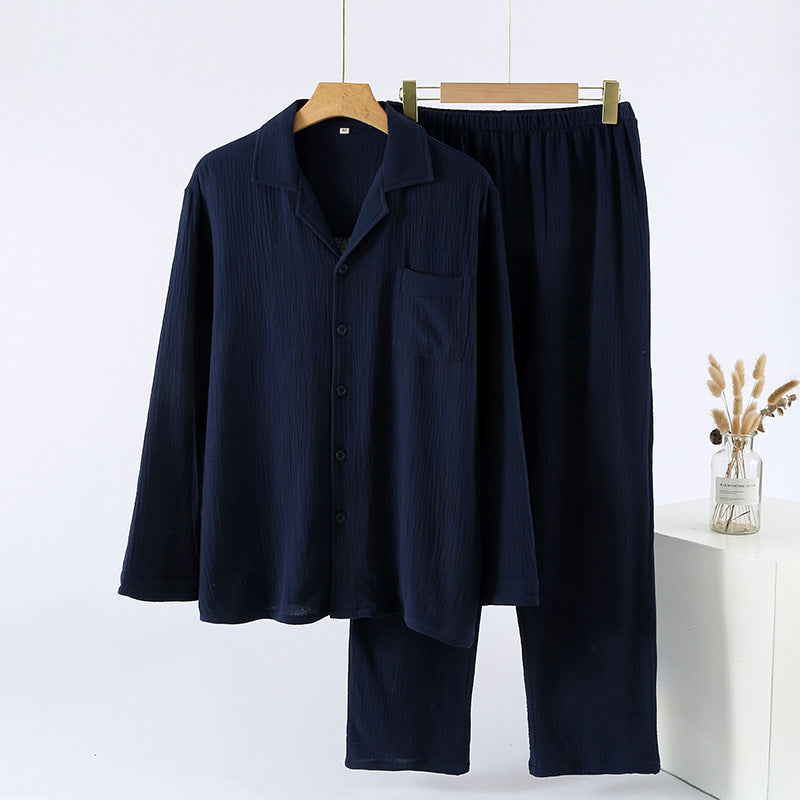 Mens Loose-fitting Plus-size Loungewear With Long Sleeves And Long Pants