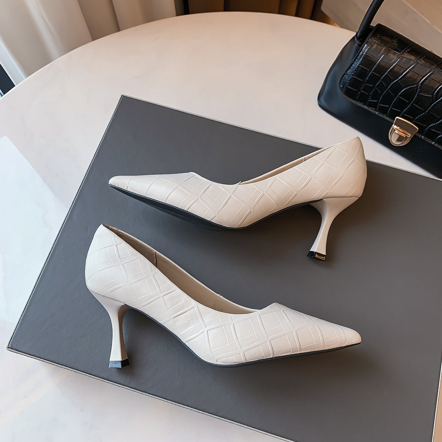 Pointed High Heels Women's Head Layer Sheepskin