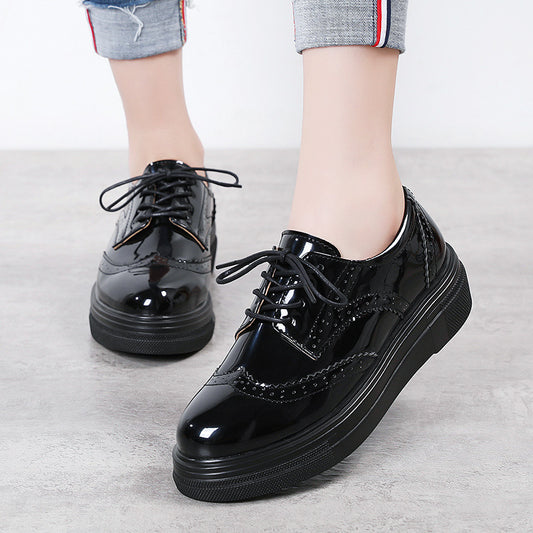 Chunqiu Patent Leather Thick Soled Pu Leather Women's Shoes