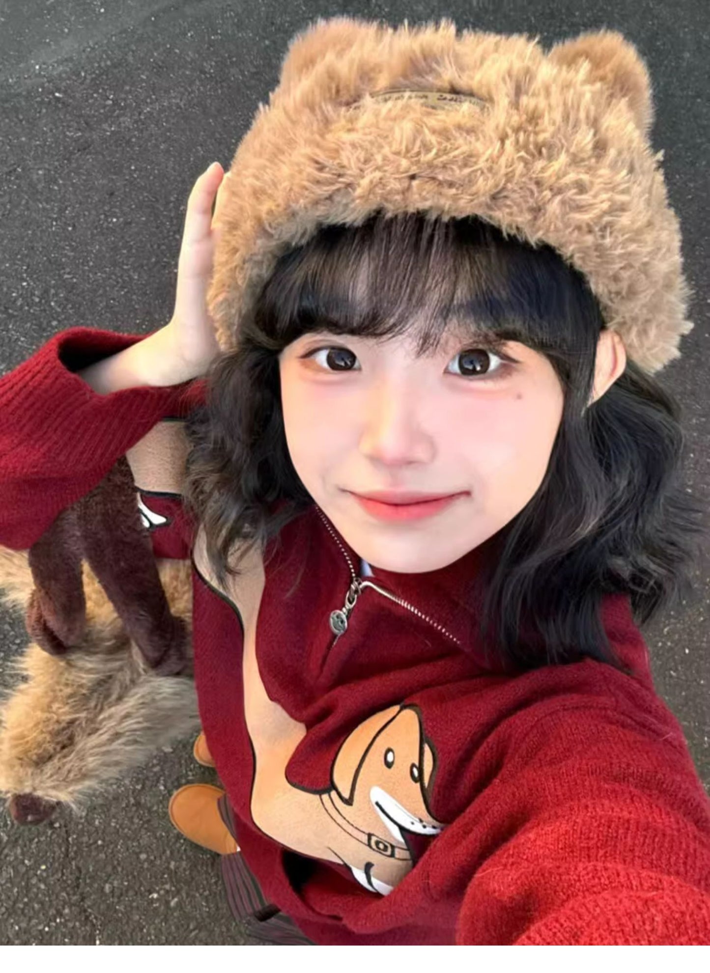 Vintage Sweater Women's Sausage Dog Loose Lapel Knitted Top
