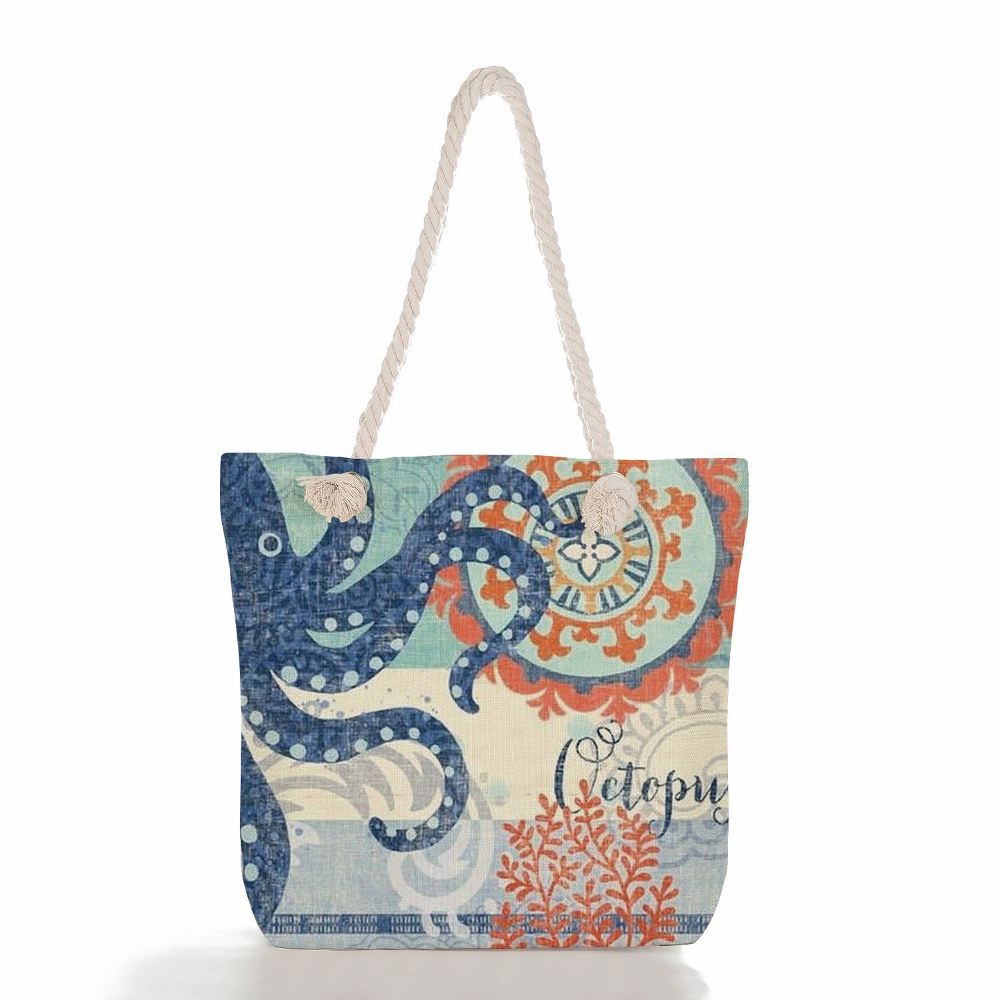 Women's Fashion Print Thick Rope Handbag