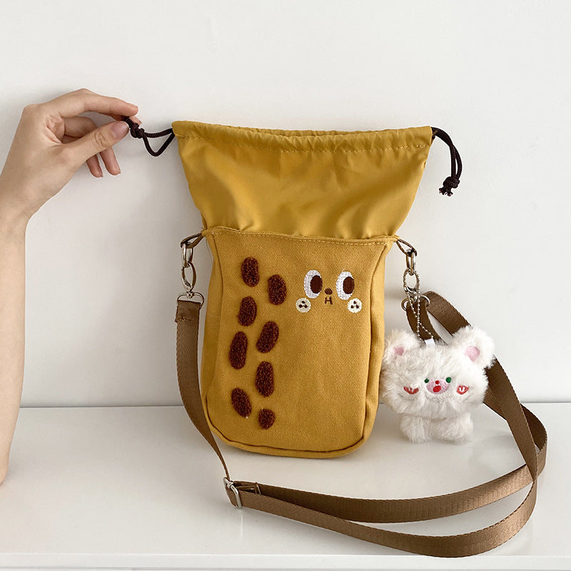 Yeyu Small Peanut Messenger Cartoon Canvas Casual Small Square Adjustable Mobile Phone Bag