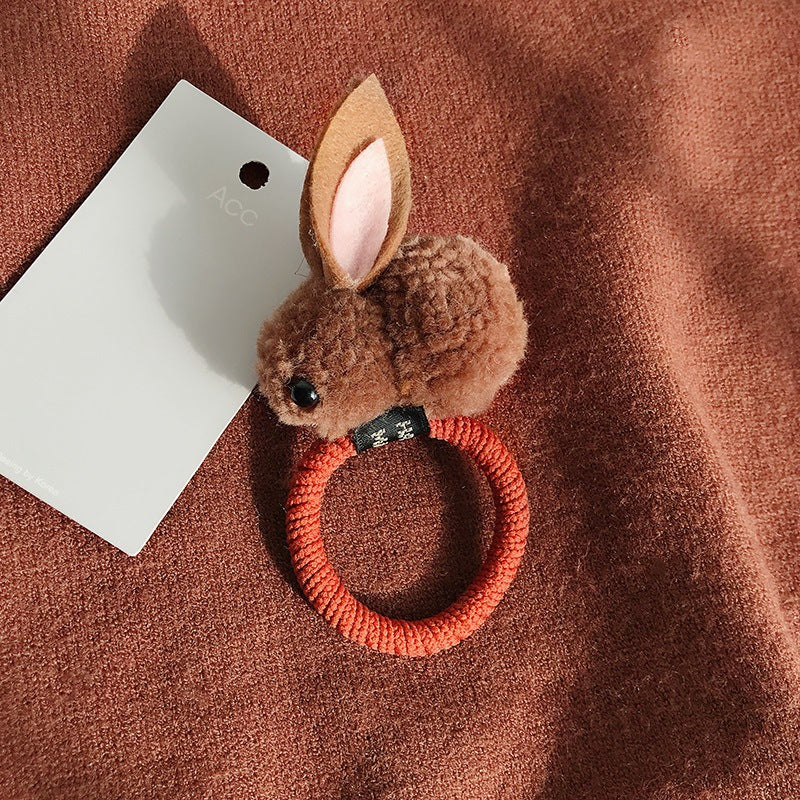 Cute Lamb Hair Three-dimensional Rabbit Head Rope