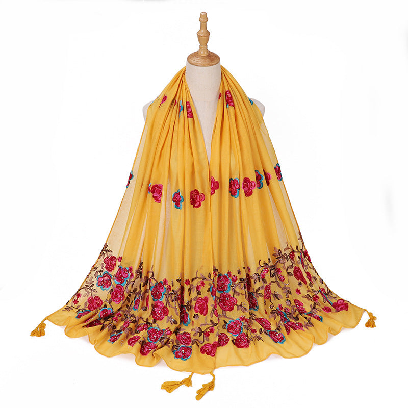 Ladies Travel Often Shawl Embroidery