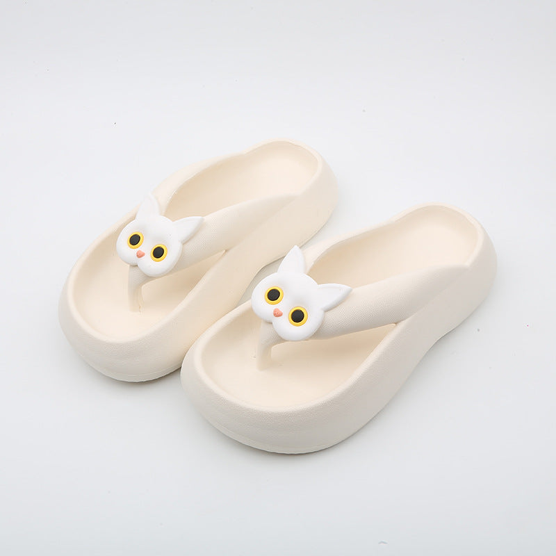 Black And White Cat Flip Flops Women's Outer Wear Thick Bottom