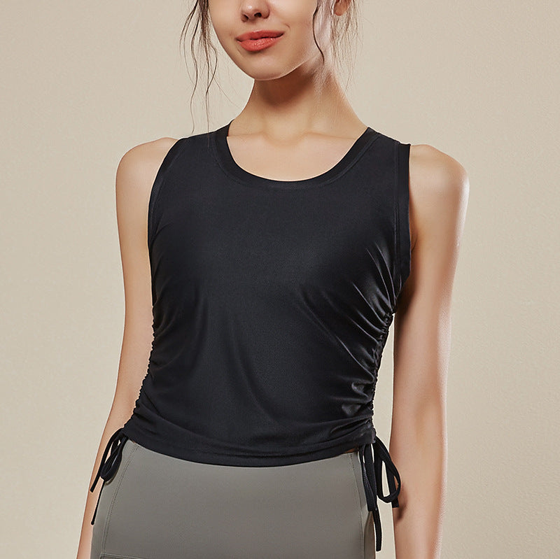 Women's Sleeveless Sports Top Drawstring Yoga Clothes