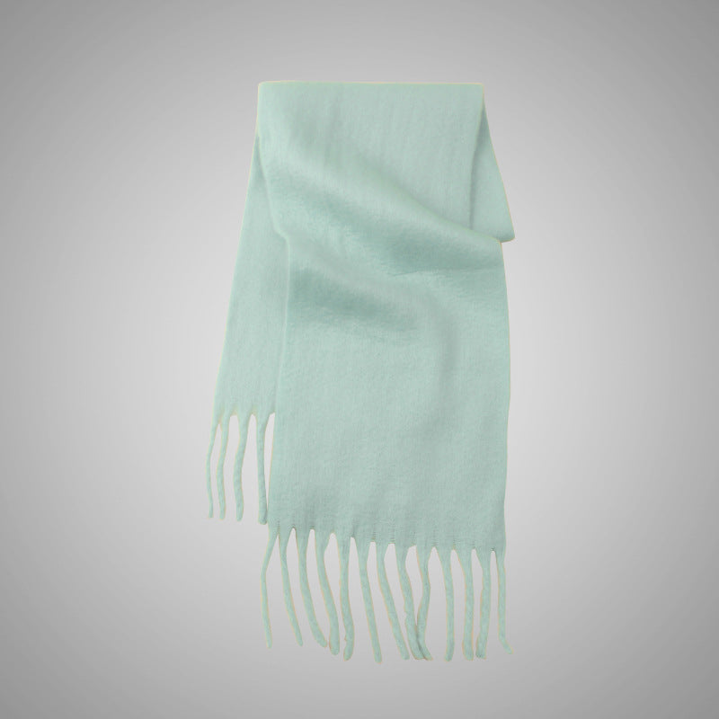 Mohair Casual Stil Blød Fluffy Ensfarvet Varmt Tørklæde