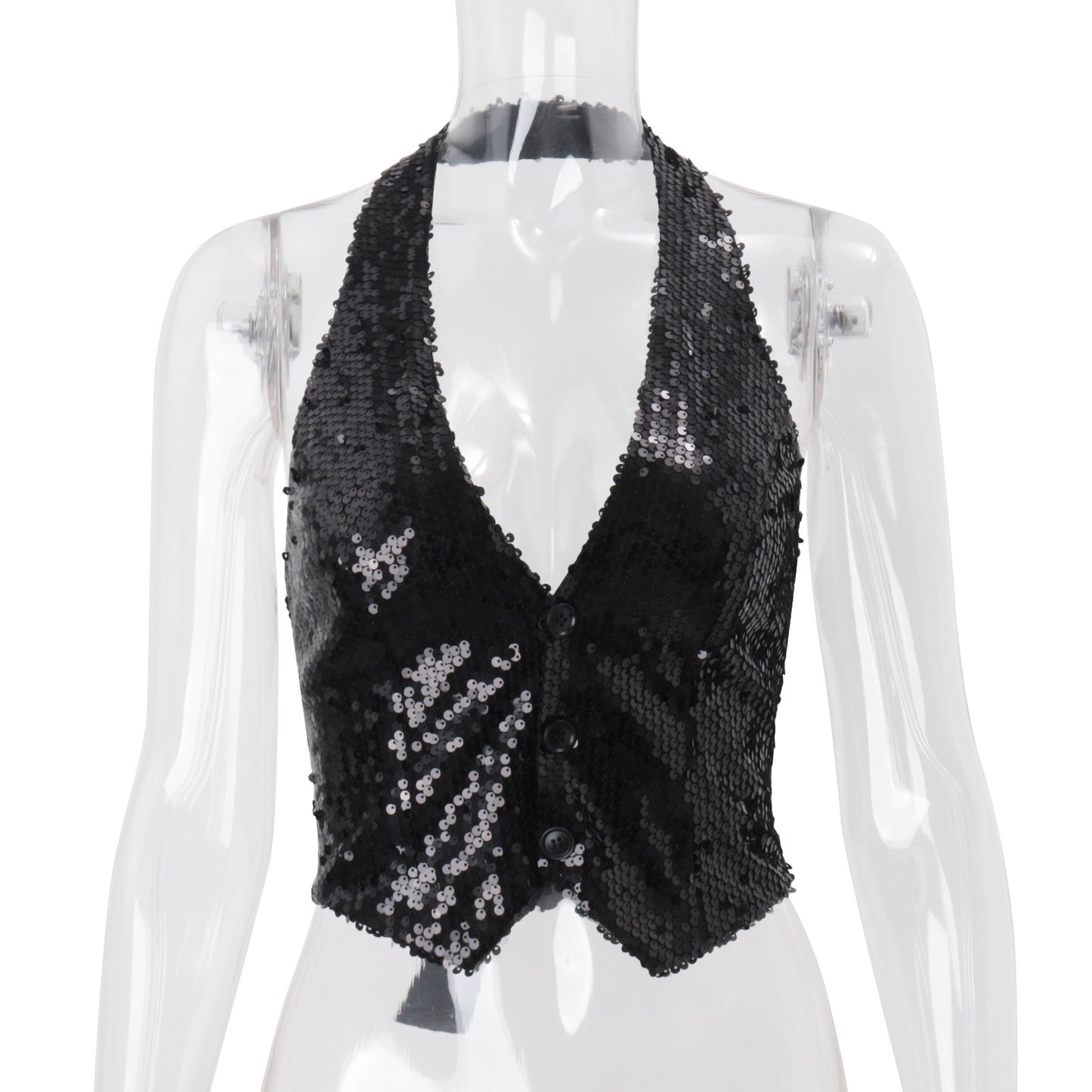 Womens Stylish Sexy Backless Button-up Top