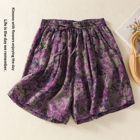 Lightweight Floral-print Shorts With A Lining