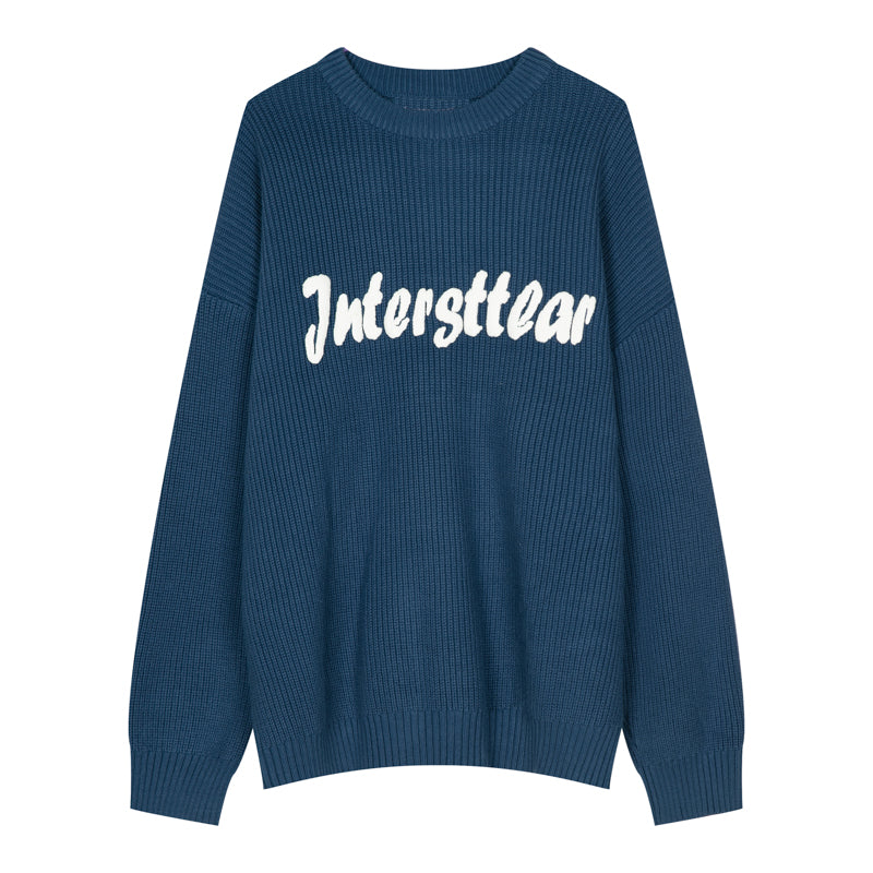 Lazy Style Three-dimensional Letter Round Neck Pullover Couple Sweater