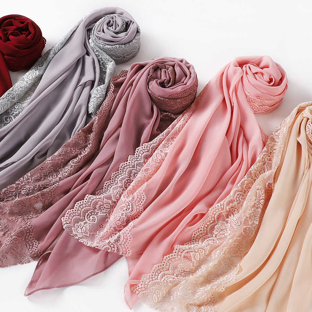 Pearl Chiffon Lace Women's Toe-covered Scarf