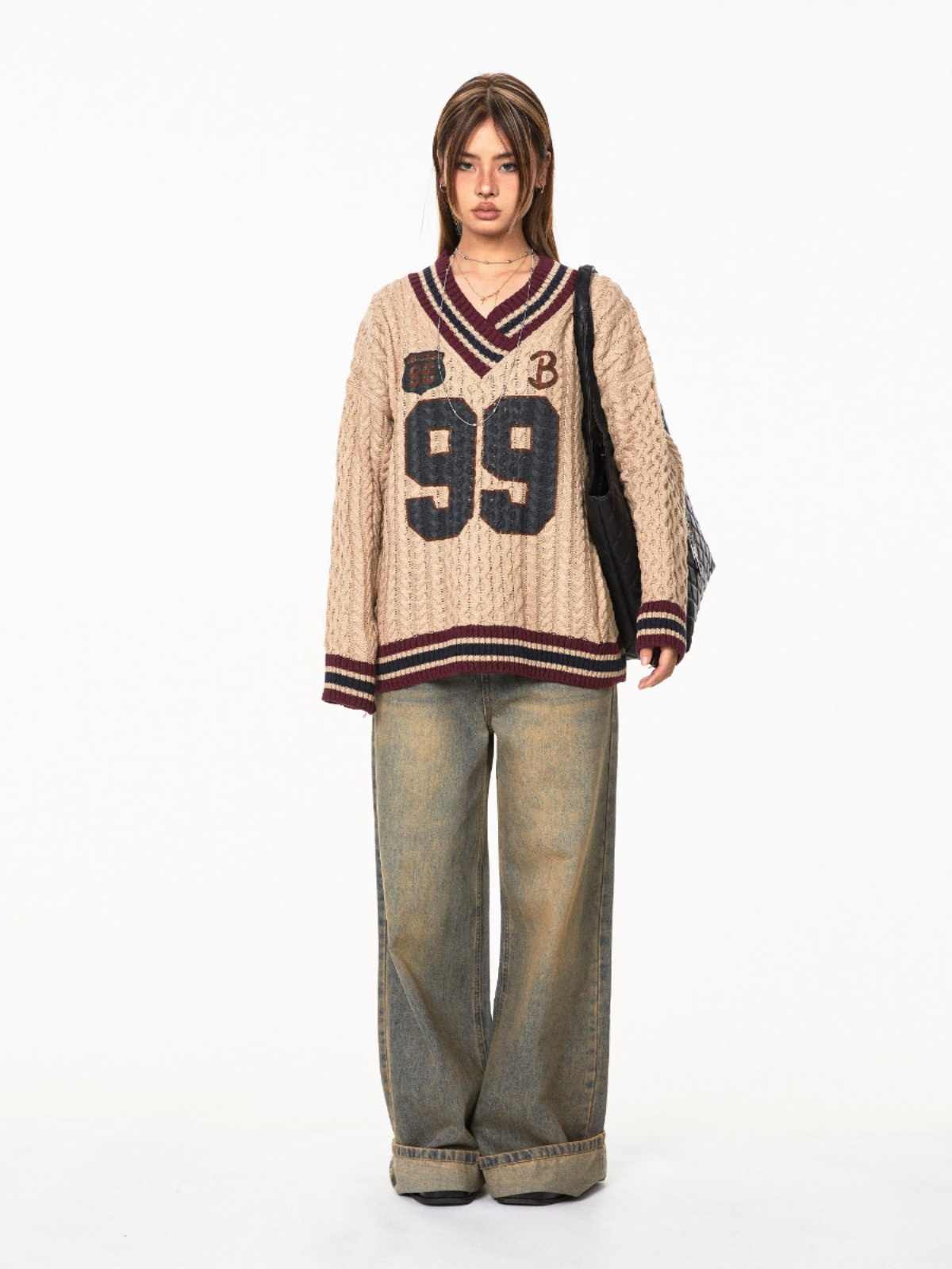Jacquard Autumn And Winter Loose Idle Style Knitted Top
