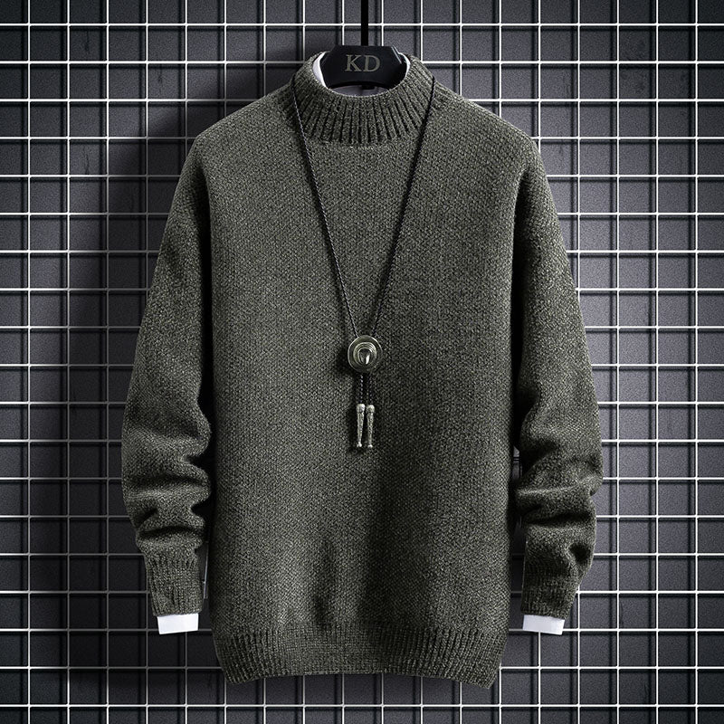 Vinter Plus Fleece Tyknet Studerende Mellemhøj Krave Varm Underdel Sweater