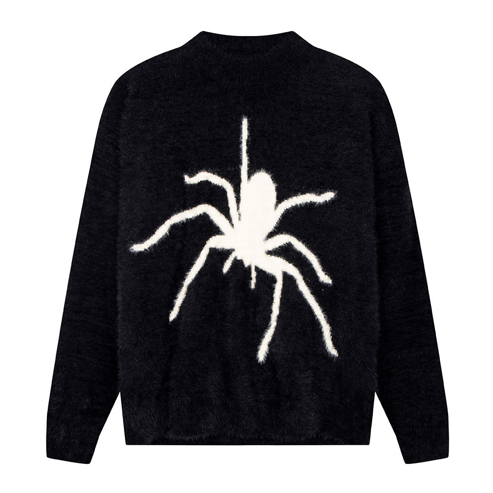 Men's Loose High Street Spider Jacquard Pullover Sweater
