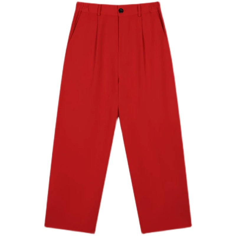 Straight Loose Casual Pants Men's Trendy Retro Chinese Red Suit