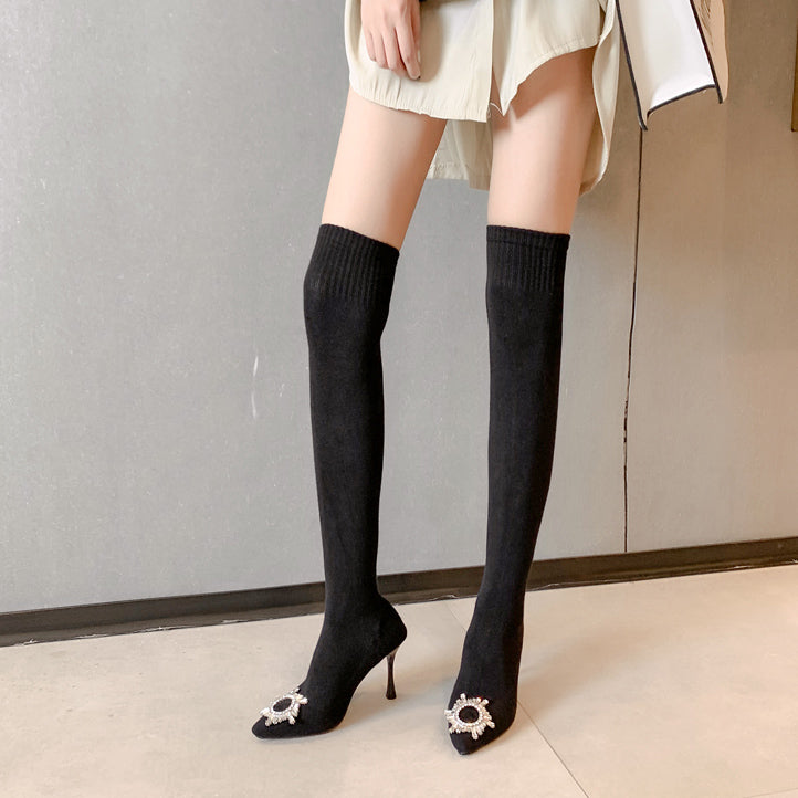 Thin Socks Boots Long Tube All-match Thin Boots Over The Knee Boots