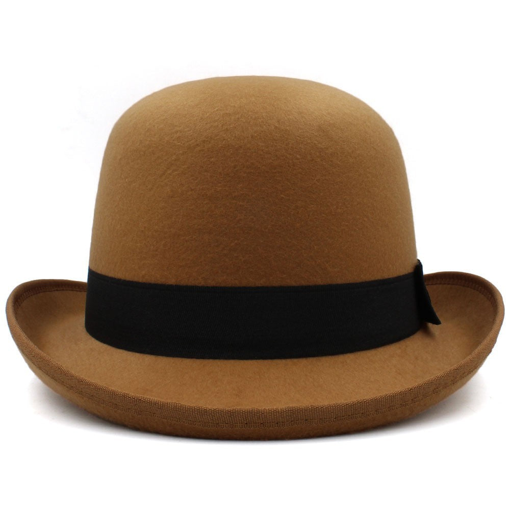 Versatile Round-crown Wool Felt Hat For Men With A Classic British Flair