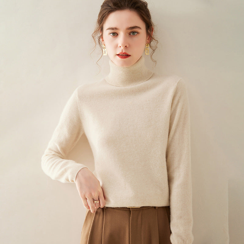 Women's Solid Color Pullover Cashmere Turtleneck Knitting Bottoming Shirt
