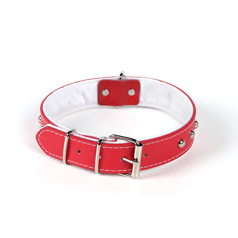 Leather Pet Collar Stainless Steel Rivet Chrome Plated