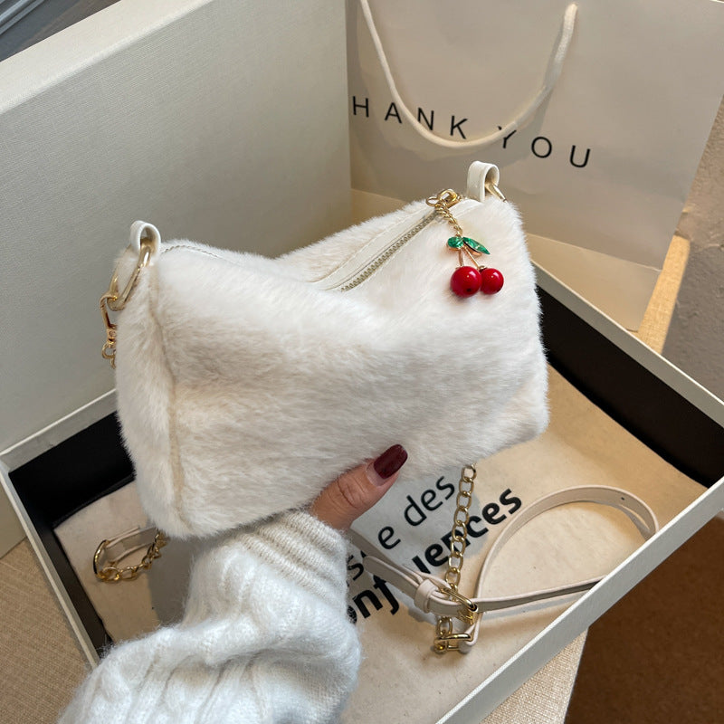 Fashion Small Square Bag With Cherry Pendant