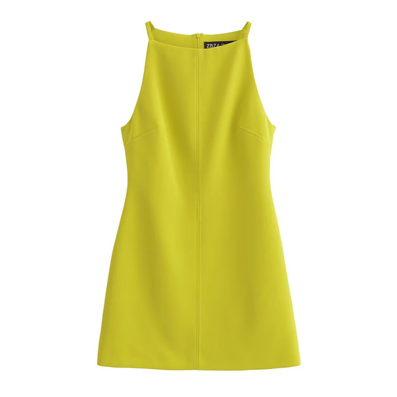 French-style Chic Straight-neck Sleeveless Slim-fit Mini Dress