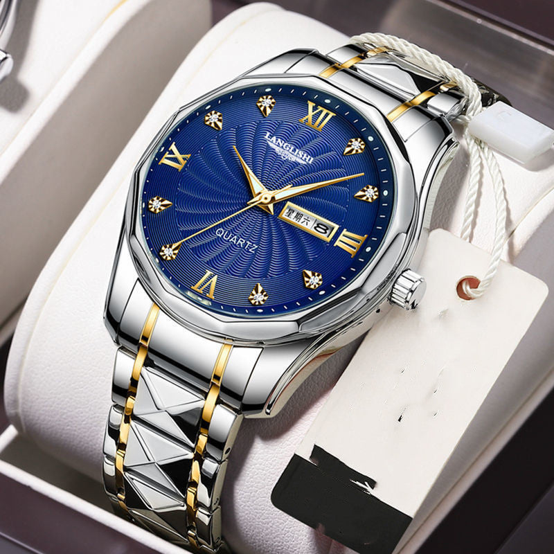 New Trendy Men's Watch Male Waterproof Tungsten Steel High-grade