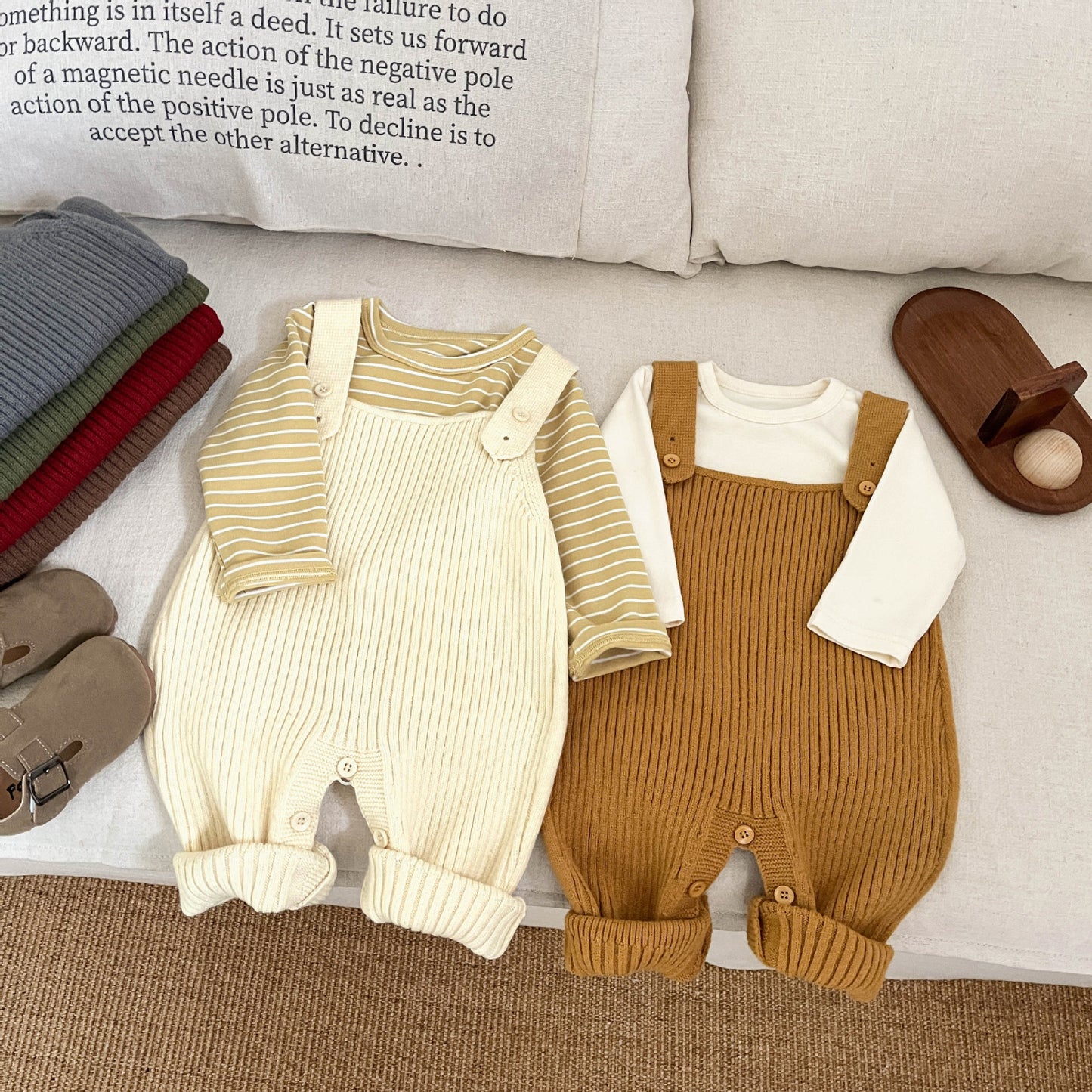 Infant Knitted Suspender Spring And Autumn Jumpsuit