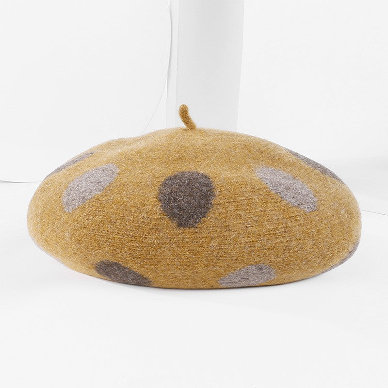 British Retro New Fashion Polka Dot Woolen Hat Women