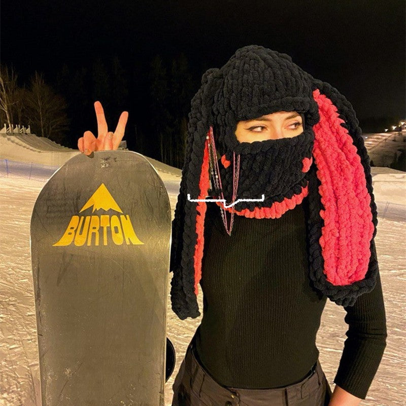 Thickened Demon Mask Warm Travel Fleece Head Cover