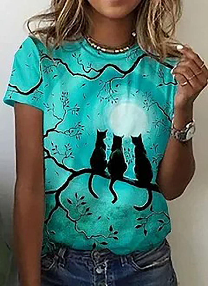 Round Neck Women's Short-sleeved T-shirt Loose Casual