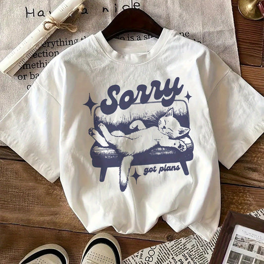 Sorry katteprint T-shirt til kvinder