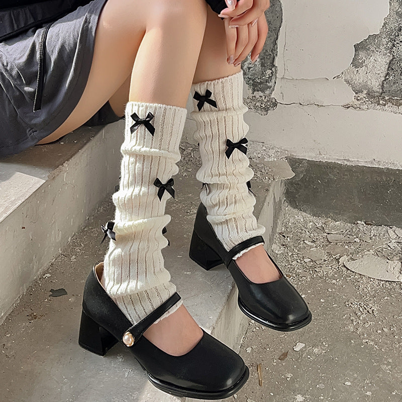 Women's Japanese Sweet Cute Bow Bunching Socks