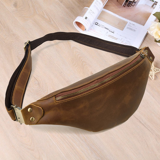 Men's Multi-functional Retro Crazy Horse Leather Belt Bag