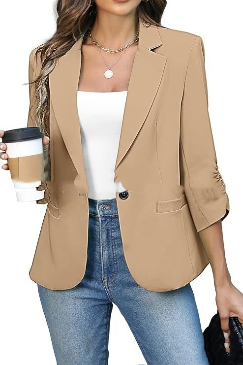 Solid Color Lightweight Slim Suit Jacket