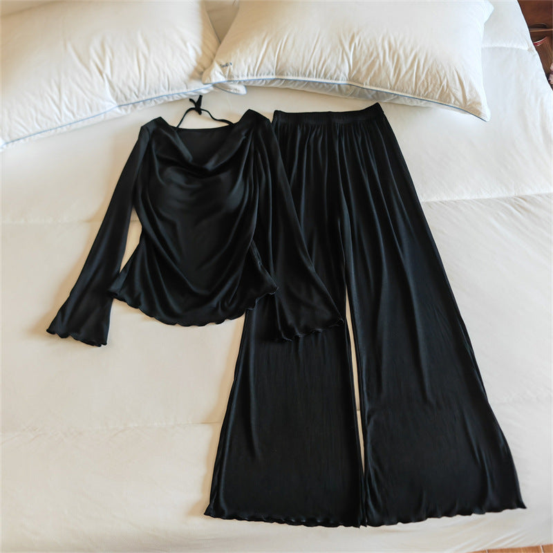 Womens Springautumn Long-sleeve Lightweight Pajama Set
