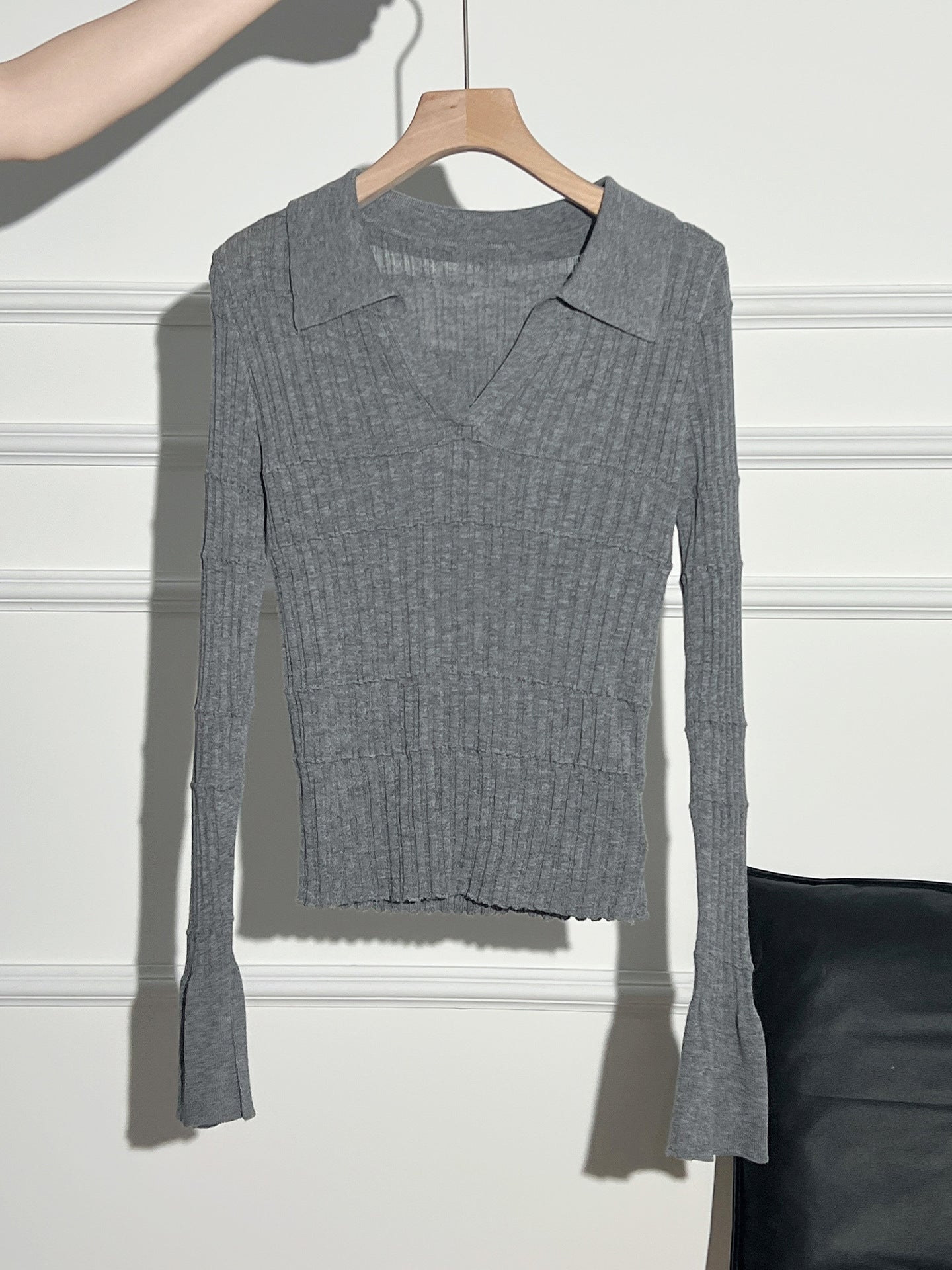 Women's Slim Fit Inner Wear Lapel Knitted T-shirt